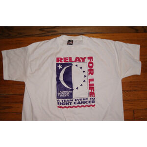 Vintage 90s Relay For Life TShirt XL White Fight Cancer Single Stitch Made USA
